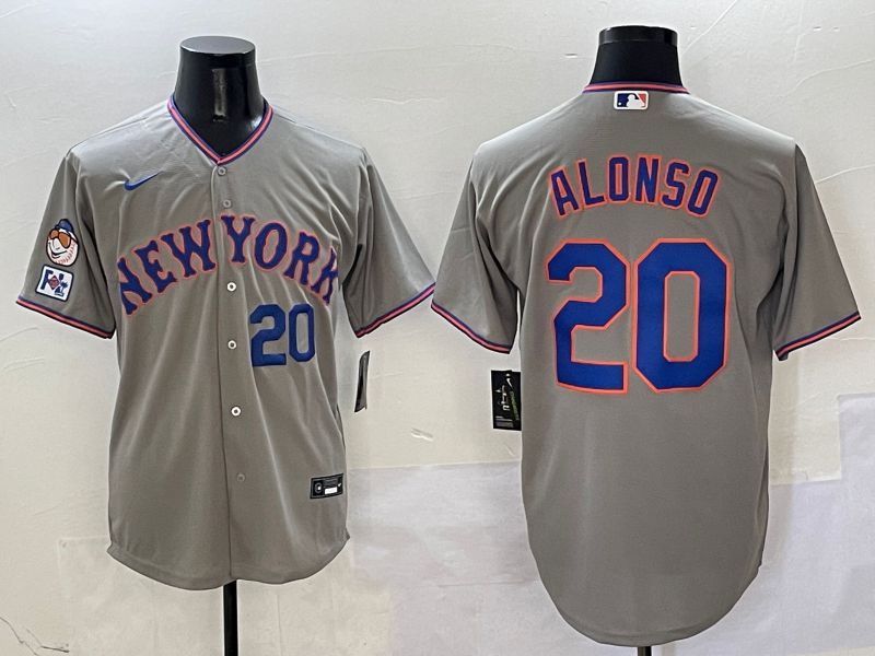 Men New York Mets #20 Alonso Grey Second generation 2025 Nike MLB Jersey style 9->new york mets->MLB Jersey